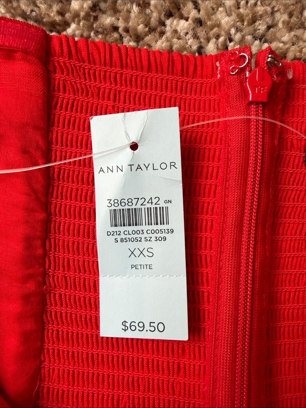 Ann Taylor Strapless Coral Peplum Top - Picture 3 of 6